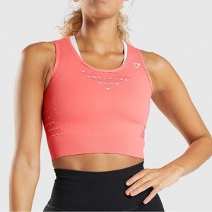 Coral Cropped Workout Top XS Athletic Gym Training Crop Tee GymShark